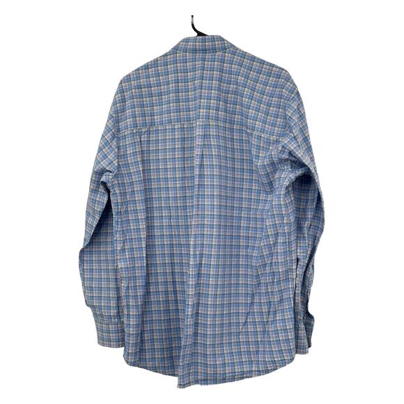 Oliver Ridley Shirt‎ Mens Large Button Up Long Sleeves Blue Plaid Cotton Preppy - Picture 3 of 4